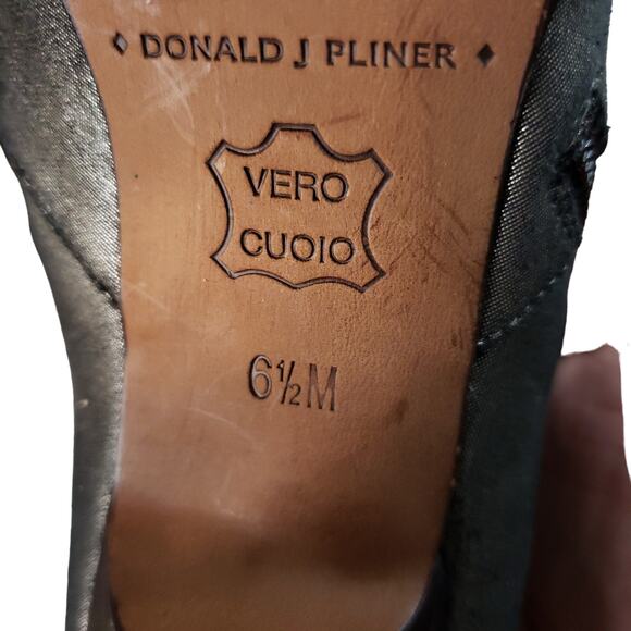 Donald J Pliner Women's Monica Taupe Pewter Metallic High Heel Booties Sz 6.5M - Picture 5 of 15